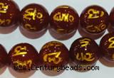 CAG3405 15.5 inches 16mm carved round red agate beads wholesale