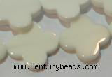 CAG3429 15.5 inches 25*25mm flower white agate gemstone beads