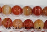 CAG3590 15.5 inches 14mm round red line agate beads wholesale