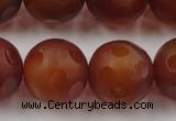 CAG3667 15.5 inches 20mm carved round matte red agate beads