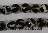 CAG3842 15.5 inches 10mm faceted round tibetan agate beads wholesale