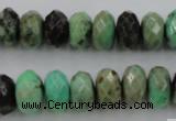 CAG3914 15.5 inches 7*12mm faceted rondelle green grass agate beads