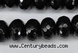 CAG3997 15.5 inches 12*16mm faceted rondelle black agate beads