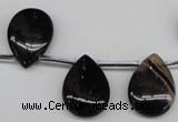 CAG4044 Top-drilled 13*18mm flat teardrop black agate beads