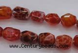 CAG4175 15.5 inches 9*12mm faceted nuggets natural fire agate beads