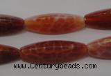 CAG4206 15.5 inches 10*30mm trihedron natural fire agate beads