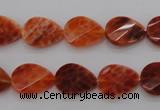 CAG4282 10*14mm faceted & twisted teardrop natural fire agate beads