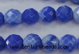 CAG4312 15.5 inches 8mm faceted round dyed blue fire agate beads