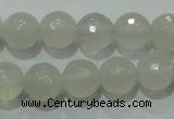 CAG4350 15.5 inches 8mm faceted round white agate beads wholesale