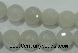 CAG4352 15.5 inches 12mm faceted round white agate beads wholesale