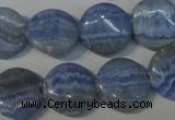 CAG4380 15.5 inches 16mm flat round dyed blue lace agate beads