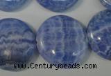 CAG4383 15.5 inches 25mm flat round dyed blue lace agate beads