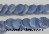 CAG4392 15.5 inches 14mm flat round dyed blue lace agate beads