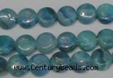 CAG4420 15.5 inches 10mm flat round dyed blue lace agate beads