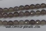 CAG4825 15 inches 6mm faceted round grey agate beads wholesale