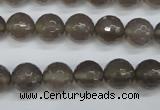 CAG4827 15 inches 10mm faceted round grey agate beads wholesale