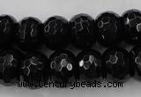 CAG5066 15.5 inches 10*13mm faceted rondelle black agate beads