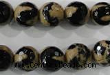 CAG5164 15 inches 12mm faceted round tibetan agate beads wholesale