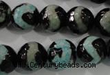 CAG5169 15 inches 14mm faceted round tibetan agate beads wholesale