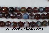 CAG5206 15 inches 6mm faceted round fire crackle agate beads