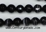 CAG5274 15.5 inches 10mm faceted round black line agate beads