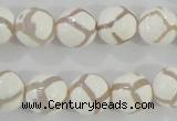 CAG5335 15.5 inches 12mm faceted round tibetan agate beads wholesale