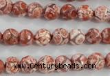 CAG5357 15.5 inches 8mm faceted round tibetan agate beads wholesale