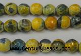 CAG5673 15 inches 6mm faceted round fire crackle agate beads