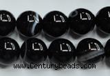 CAG5946 15.5 inches 12mm round black line agate beads wholesale