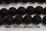 CAG6012 15.5 inches 8mm round matte black agate beads