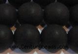 CAG6015 15.5 inches 14mm round matte black agate beads