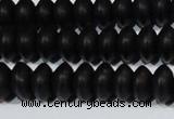 CAG6021 15.5 inches 4*8mm rondelle matte black agate beads