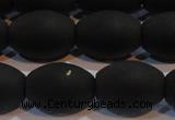 CAG6027 15.5 inches 12*16mm rice matte black agate beads