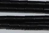 CAG6031 15.5 inches 6*8mm tube matte black agate beads