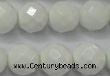 CAG6103 15.5 inches 10mm faceted round white agate gemstone beads