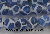 CAG6122 15 inches 12mm faceted round tibetan agate gemstone beads