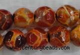 CAG6152 15 inches 14mm faceted round tibetan agate gemstone beads