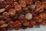 CAG630 15.5 inches 10mm coin natural fire agate beads wholesale