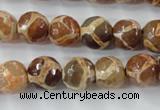 CAG6378 15 inches 8mm faceted round tibetan agate gemstone beads