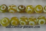 CAG6387 15 inches 8mm faceted round tibetan agate gemstone beads