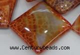 CAG648 15.5 inches 40*40mm rhombic natural fire agate beads