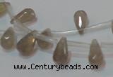 CAG6544 Top-drilled 6*10mm faceted teardrop Brazilian grey agate beads