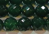 CAG6616 15.5 inches 14mm faceted round green agate gemstone beads