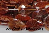 CAG671 15.5 inches 18*25mm faceted flat teardrop natural fire agate beads