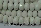 CAG715 15.5 inches 6*10mm faceted rondelle white agate gemstone beads