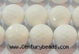 CAG7186 15.5 inches 16mm faceted round white agate gemstone beads