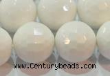 CAG7187 15.5 inches 18mm faceted round white agate gemstone beads