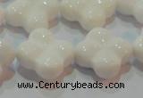 CAG7224 15.5 inches 20*20mm carved flower white agate gemstone beads