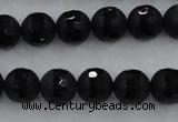 CAG7451 15.5 inches 6mm faceted round matte black agate beads