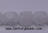 CAG7945 7.5 inches 8*10mm oval plated white druzy agate beads